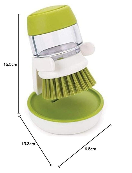Cleaning Brush with Soap Dispenser – Kitchen Sink Dishwashing Brush with Storage Stand | Durable Plastic Soap Dispensing Cleaning Brush for Dishes, Pots & Pans
