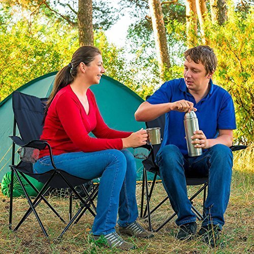 Portable Foldable Camping Chair for Adults | Heavy Duty Metal Frame | Large Comfortable Polyester Outdoor Chair with Cup Holder | Portable Folding Chair for Camping, Picnic, Beach & Travel (Multicolor)