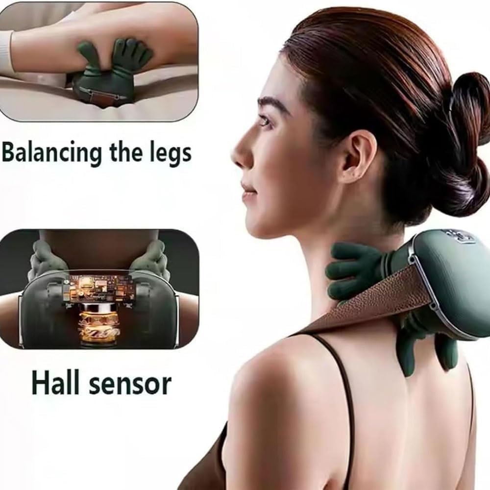 Bionic Heated Massager, Wireless Portable Neck and Back Massager, Electric Deep Tissue 4D Kneading Massage, Simulated Human Hand Design for Pain Relief and Muscle Relax