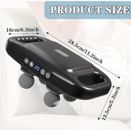 4-Head Massage Gun Deep Tissue, Muscle Massager 20 Intensities & 6 Massage Modes, 4-Head Back Massager for Pain Relief