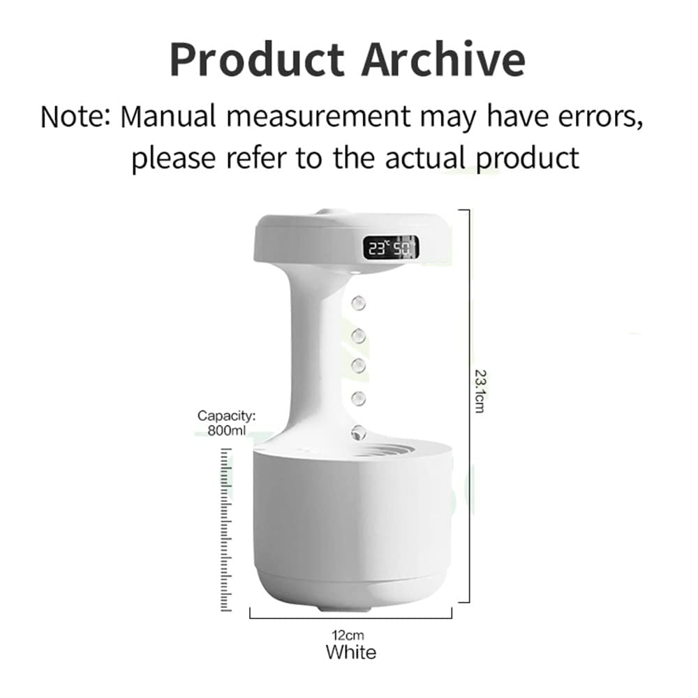 Anti-Gravity Cool Mist Humidifier with LED Clock Display – Ultrasonic Oil Diffuser