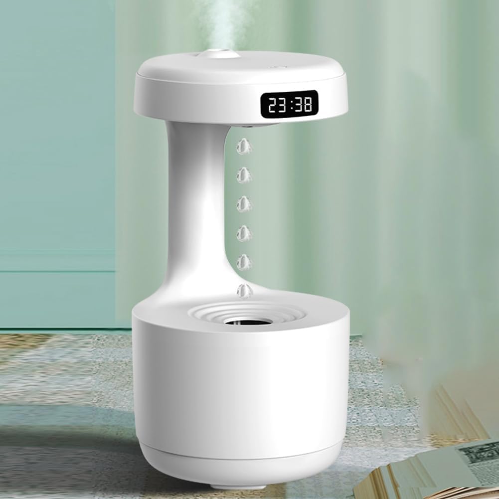 Anti-Gravity Cool Mist Humidifier with LED Clock Display – Ultrasonic Oil Diffuser