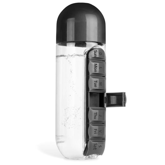 2 in 1 Pill Bottle With Water Bottle-750ml, Medicine Organizer Box (Multicolor)