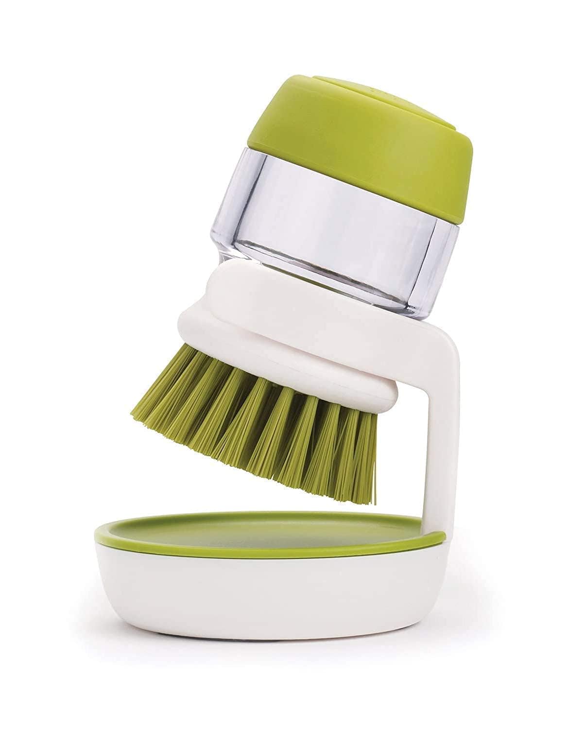 Cleaning Brush with Soap Dispenser – Kitchen Sink Dishwashing Brush with Storage Stand | Durable Plastic Soap Dispensing Cleaning Brush for Dishes, Pots & Pans