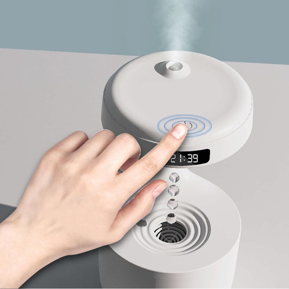 Anti-Gravity Cool Mist Humidifier with LED Clock Display – Ultrasonic Oil Diffuser