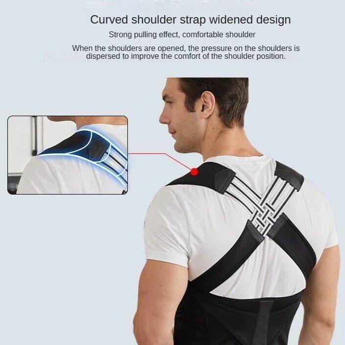 Premium Posture Corrector Belt Pro for Men & Women | Adjustable Back Support Brace for Spine Alignment, Shoulder & Upper Back Pain Relief | Comfortable & Breathable Material (Black, One Size)