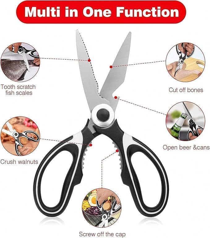 Kitchen Scissor Multi-Purpose Stainless Steel Shears With Bottle Opener Fish Cutting Stainless Steel Scissor