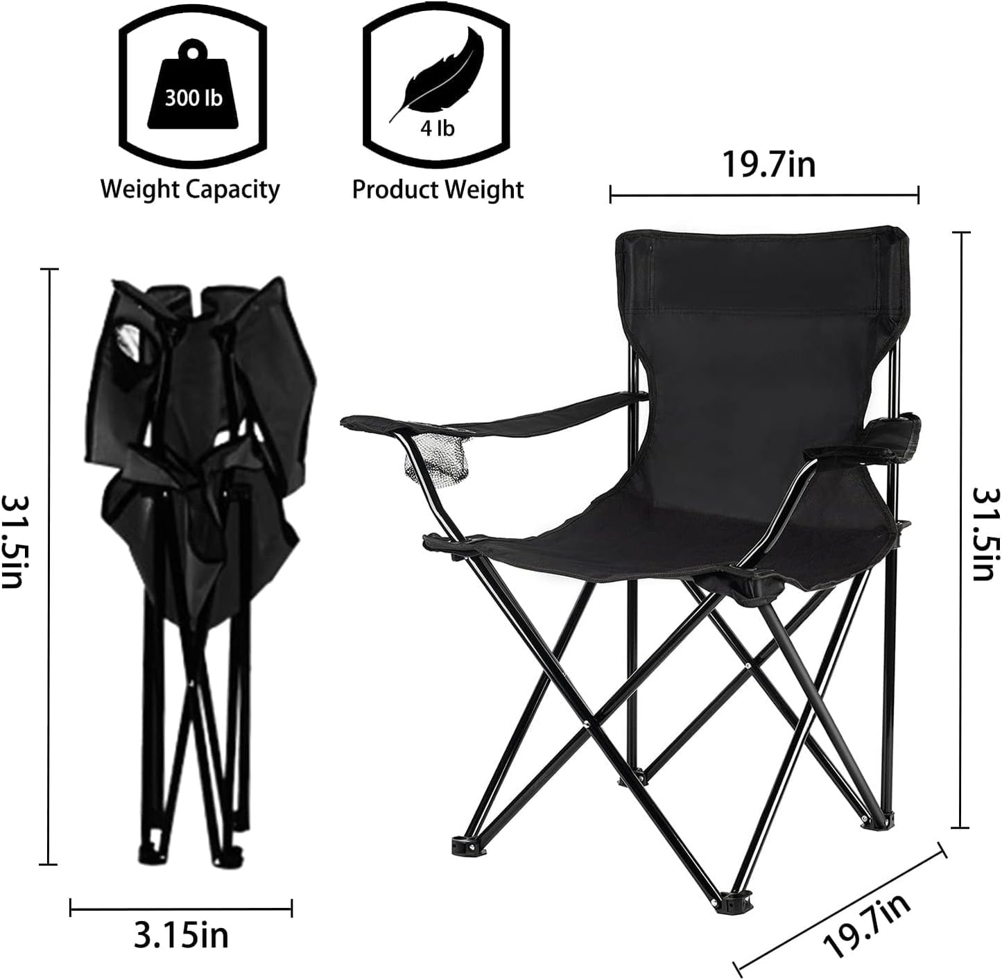 Portable Foldable Camping Chair for Adults | Heavy Duty Metal Frame | Large Comfortable Polyester Outdoor Chair with Cup Holder | Portable Folding Chair for Camping, Picnic, Beach & Travel (Multicolor)