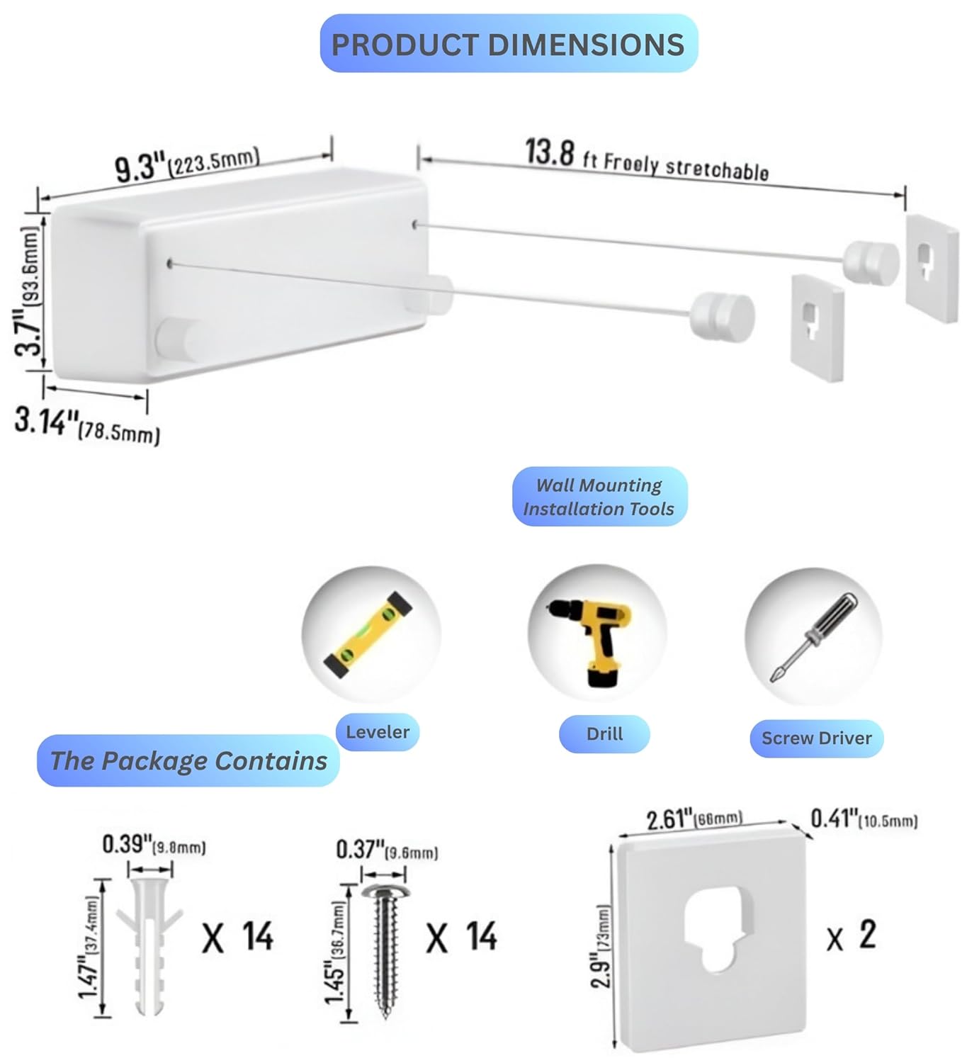 Retractable Cloth line For Drying Clothes Indoor & Outdoor