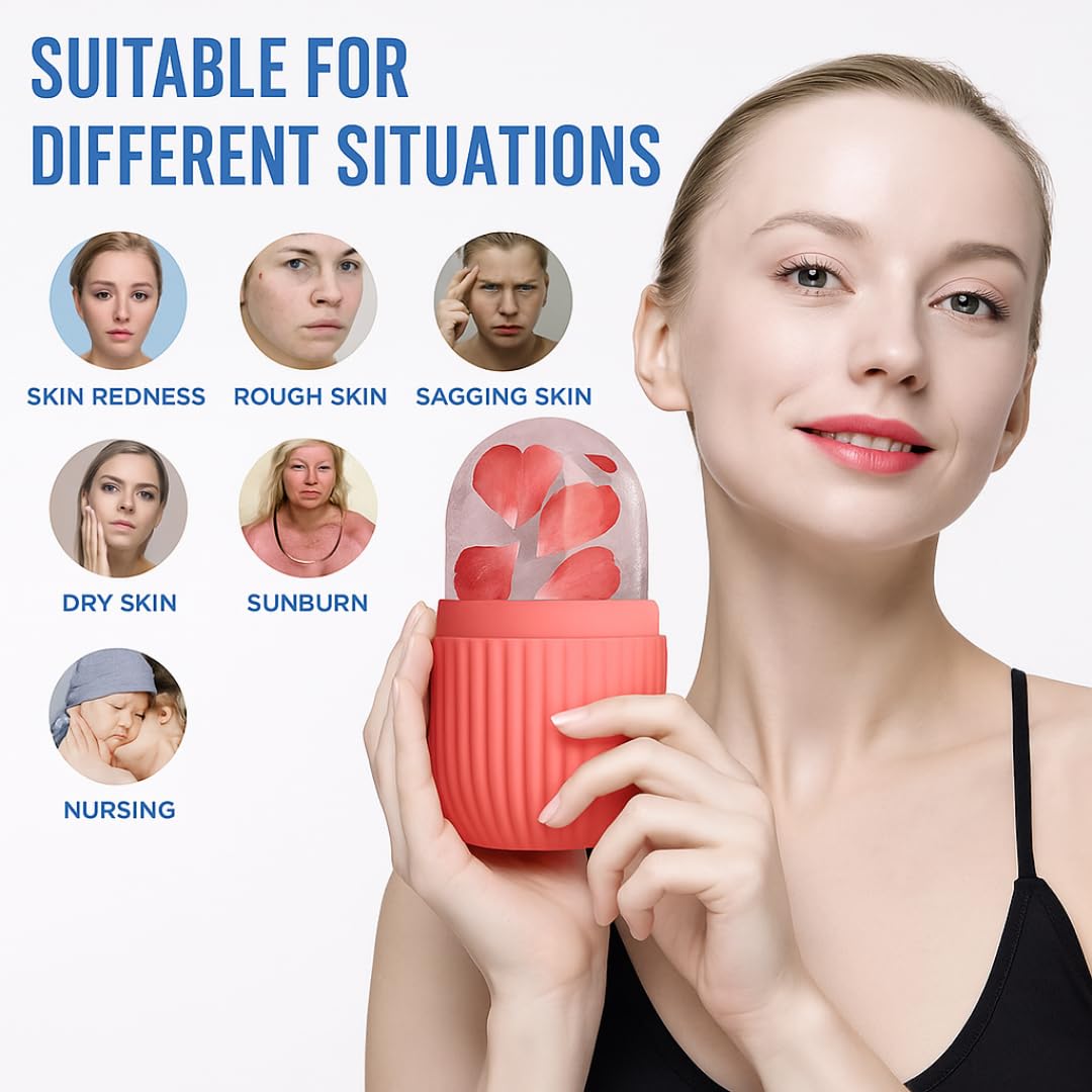 Silicone Face Ice Roller for Men & Women – Reusable & Unbreakable Face Massager for Glowing Skin
