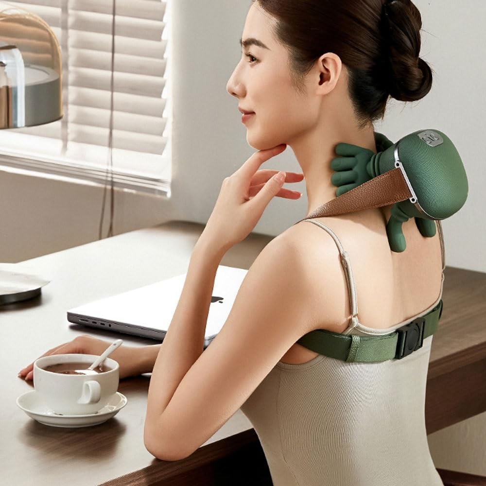 Bionic Heated Massager, Wireless Portable Neck and Back Massager, Electric Deep Tissue 4D Kneading Massage, Simulated Human Hand Design for Pain Relief and Muscle Relax