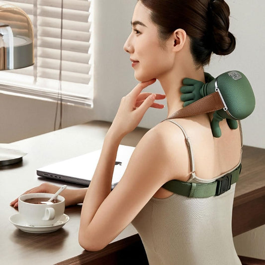 Bionic Heated Massager, Wireless Portable Neck and Back Massager, Electric Deep Tissue 4D Kneading Massage, Simulated Human Hand Design for Pain Relief and Muscle Relax