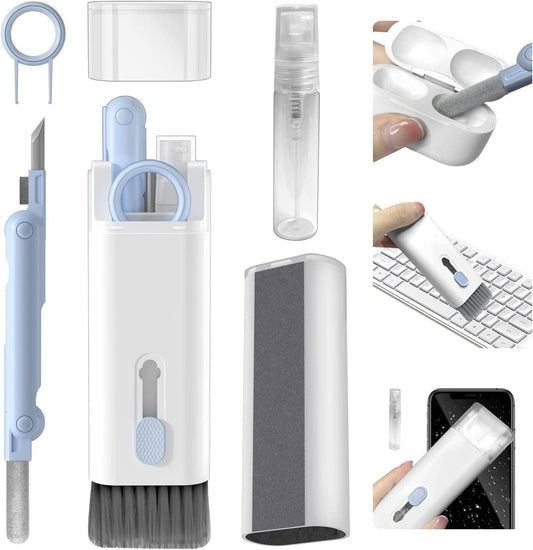 7 in 1 Multi-Function Laptop Cleaning Brush/Keyboard Cleaning kit/Gadget Cleaning kit Gap Duster Key-Cap Puller for Laptop,Monitor,Keyboard and Earphones with Spray Bottle (Multicolor)