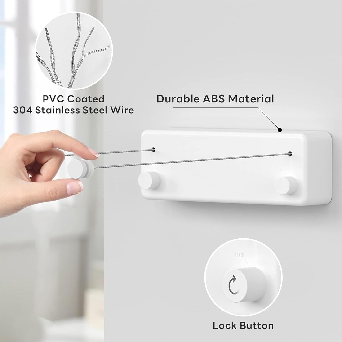 Retractable Cloth line For Drying Clothes Indoor & Outdoor