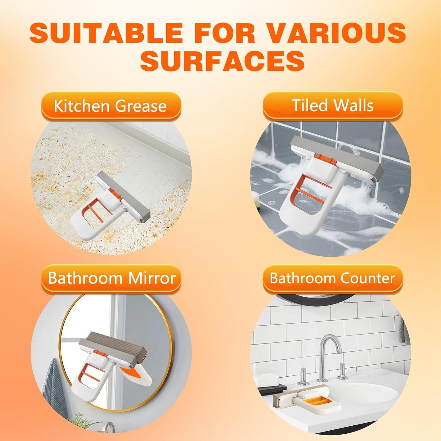 Mini Foldable Desktop Sponge Mop, Portable Handheld Self-Squeeze Cleaning Mop, Wet & Dry Cleaning Tool for Kitchen, Bathroom, Tiles, Glass, Window, Desk & Small Spaces