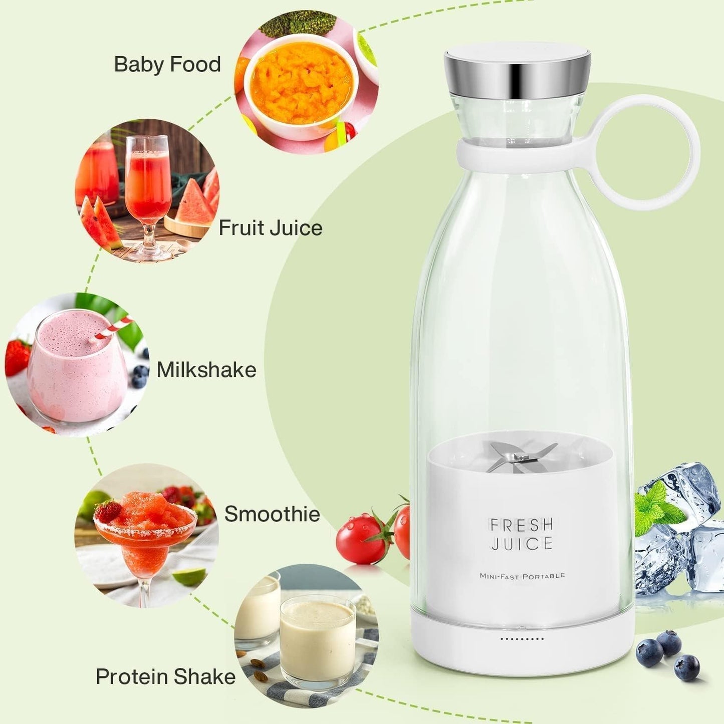 Mini Bottle Shape Juicer Mixer, 4 Blade Juicer, Mini Usb Grinder Mixer, Portable Electric Usb Juice Maker/Personal Size Blender For Juices, Shakes And Smoothies With 4 Blades