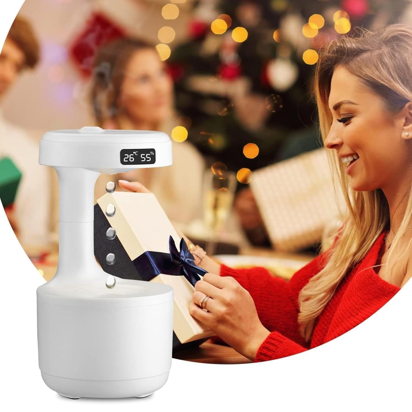 Anti-Gravity Cool Mist Humidifier with LED Clock Display – Ultrasonic Oil Diffuser