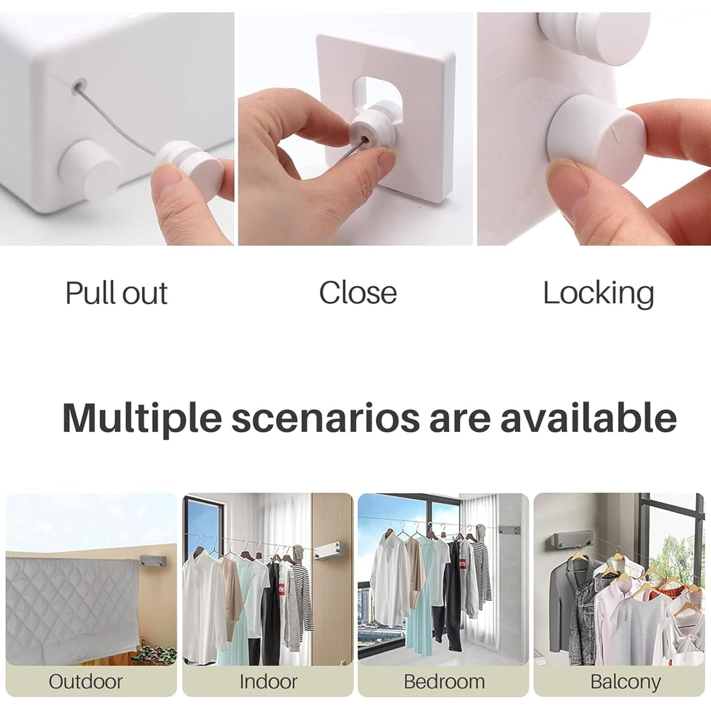 Retractable Cloth line For Drying Clothes Indoor & Outdoor