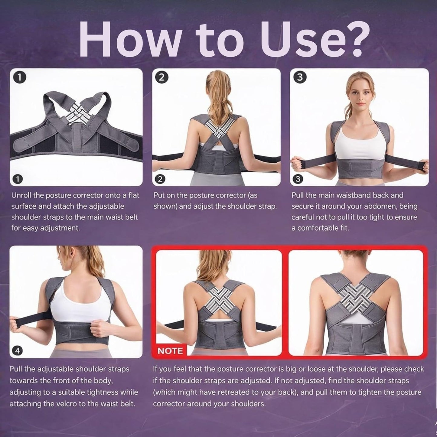Premium Posture Corrector Belt Pro for Men & Women | Adjustable Back Support Brace for Spine Alignment, Shoulder & Upper Back Pain Relief | Comfortable & Breathable Material (Black, One Size)