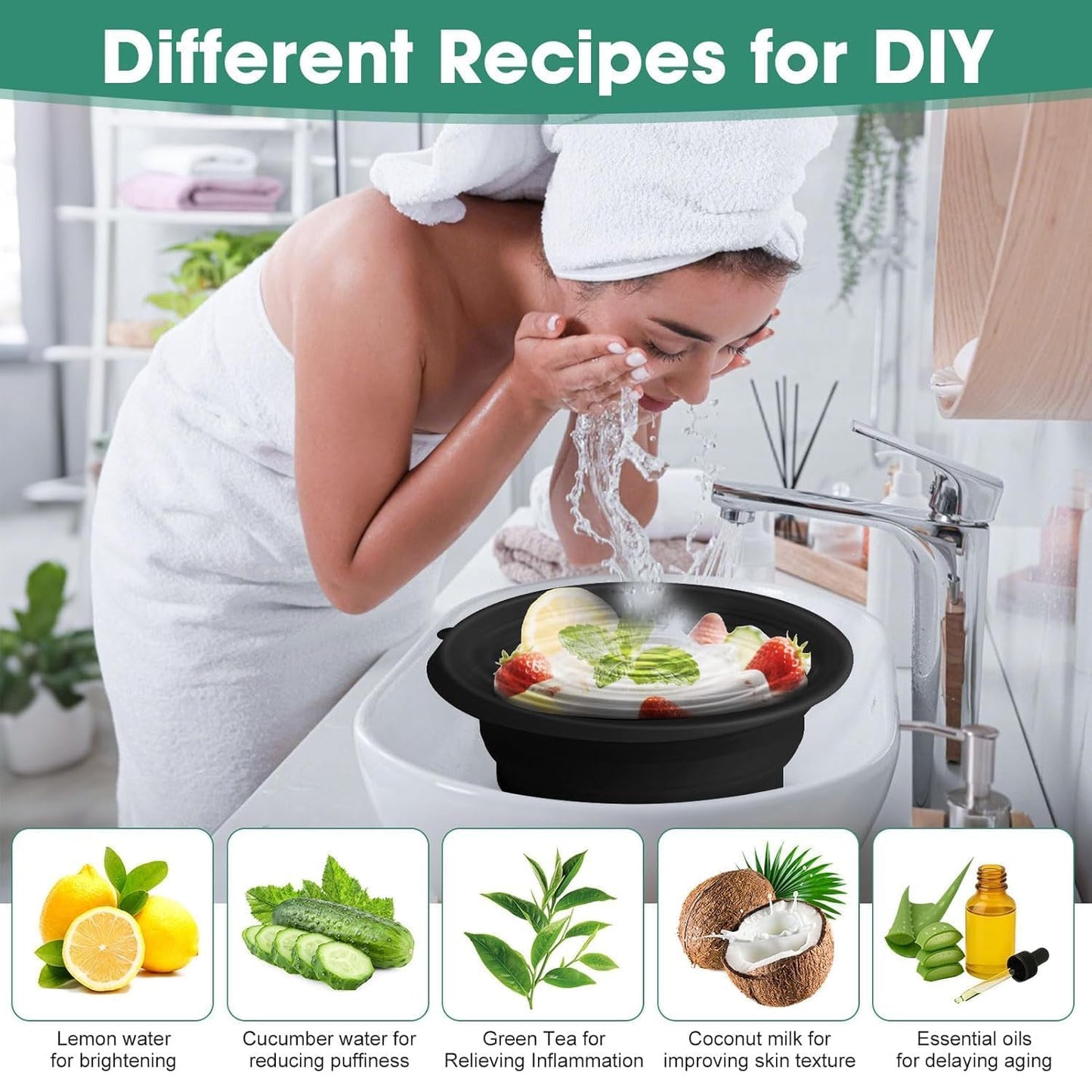 Silicone Collapsible Face Bowl with Built-in Ice Tray (Multicolor)