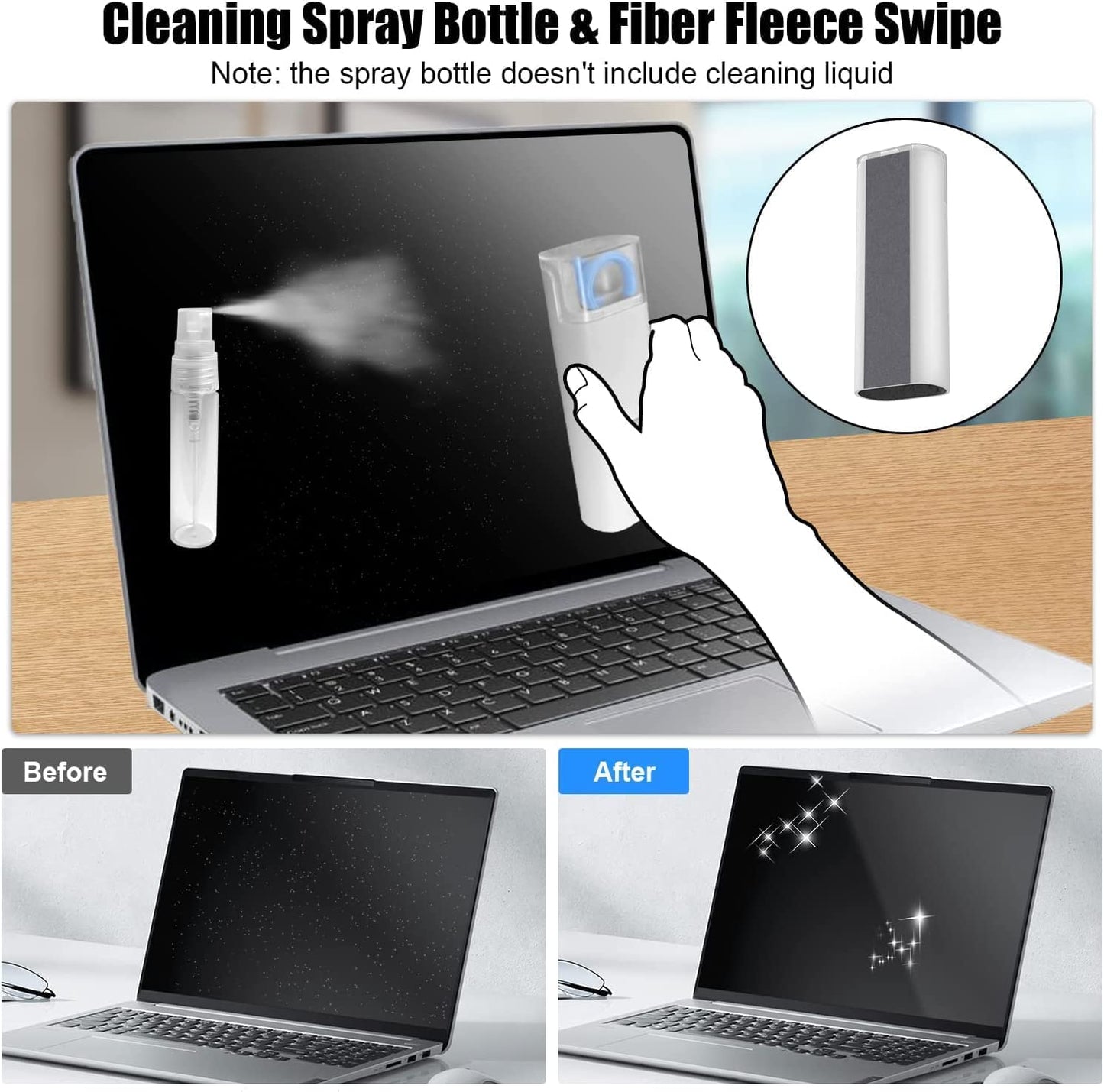 7 in 1 Multi-Function Laptop Cleaning Brush/Keyboard Cleaning kit/Gadget Cleaning kit Gap Duster Key-Cap Puller for Laptop,Monitor,Keyboard and Earphones with Spray Bottle (Multicolor)