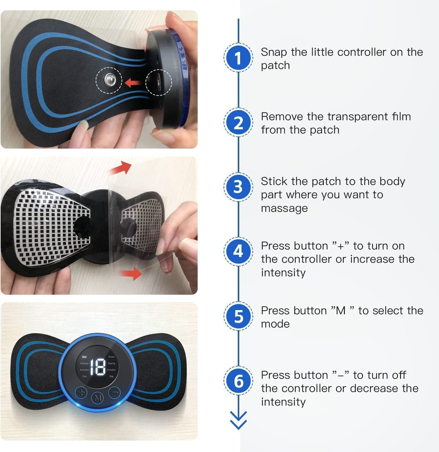 Wireless Mini Massager Body Massager Machine for Pain Relief, Portable Butterfly Massager for Body Pain Relief, Rechargeable Neck and Shoulder Massage Machine for Blood Circulation