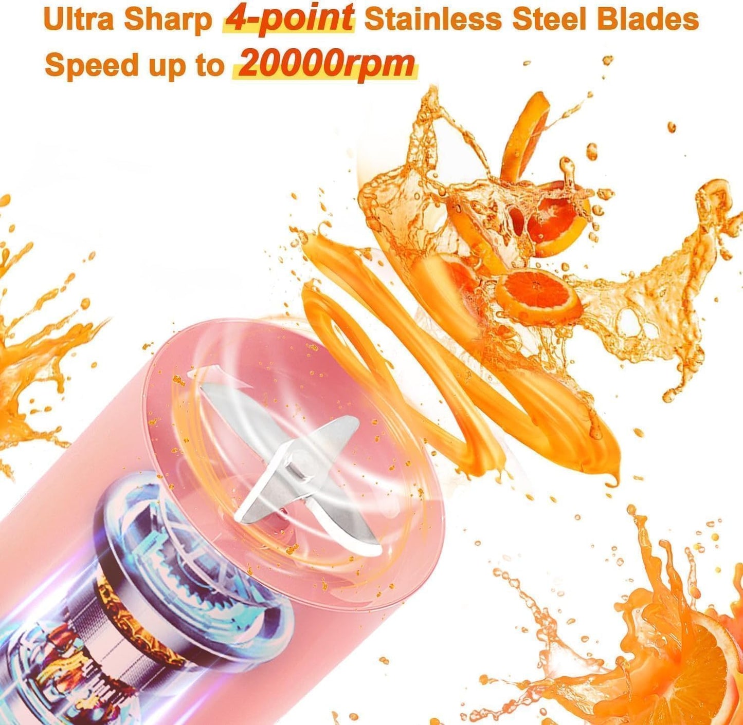 Mini Bottle Shape Juicer Mixer, 4 Blade Juicer, Mini Usb Grinder Mixer, Portable Electric Usb Juice Maker/Personal Size Blender For Juices, Shakes And Smoothies With 4 Blades