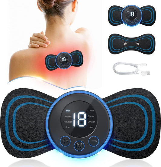 Wireless Mini Massager Body Massager Machine for Pain Relief, Portable Butterfly Massager for Body Pain Relief, Rechargeable Neck and Shoulder Massage Machine for Blood Circulation