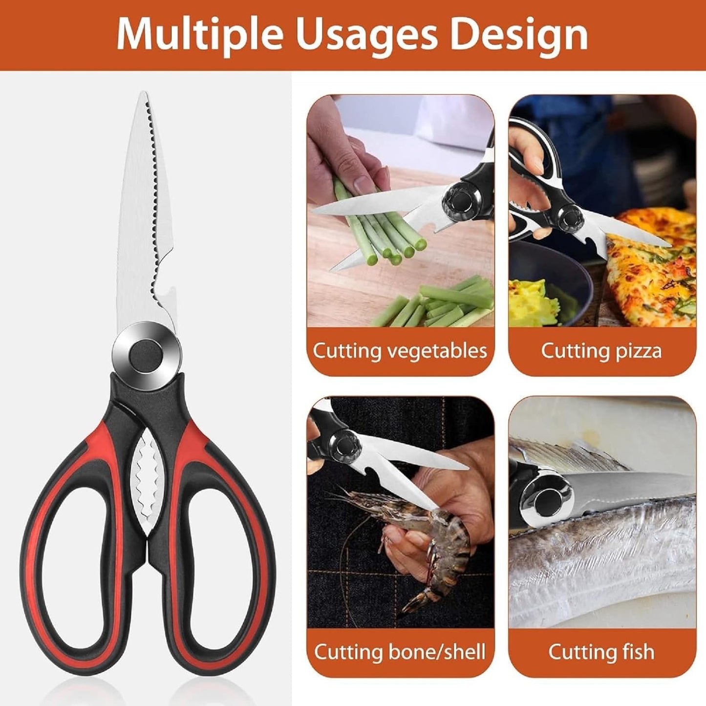 Kitchen Scissor Multi-Purpose Stainless Steel Shears With Bottle Opener Fish Cutting Stainless Steel Scissor