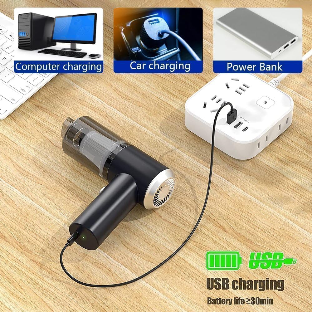 3 in 1 Vacuum Cleaner with Blower for Home. Cordless Car Vacuum Cleaner, USB Rechargeable Cleaner for Car Outdoor Office Handheld Computer, Laptop, Car