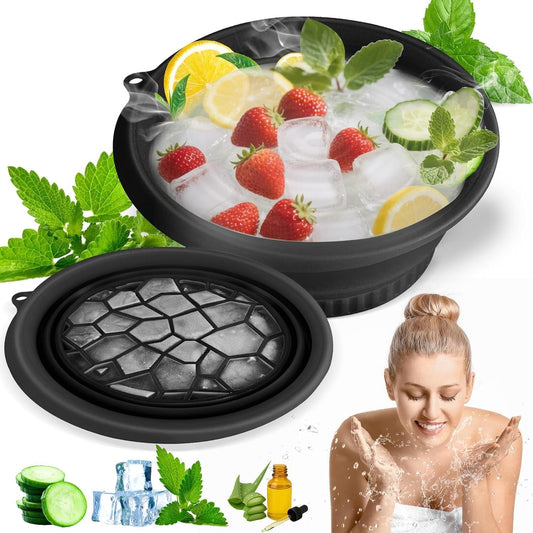 Silicone Collapsible Face Bowl with Built-in Ice Tray (Multicolor)