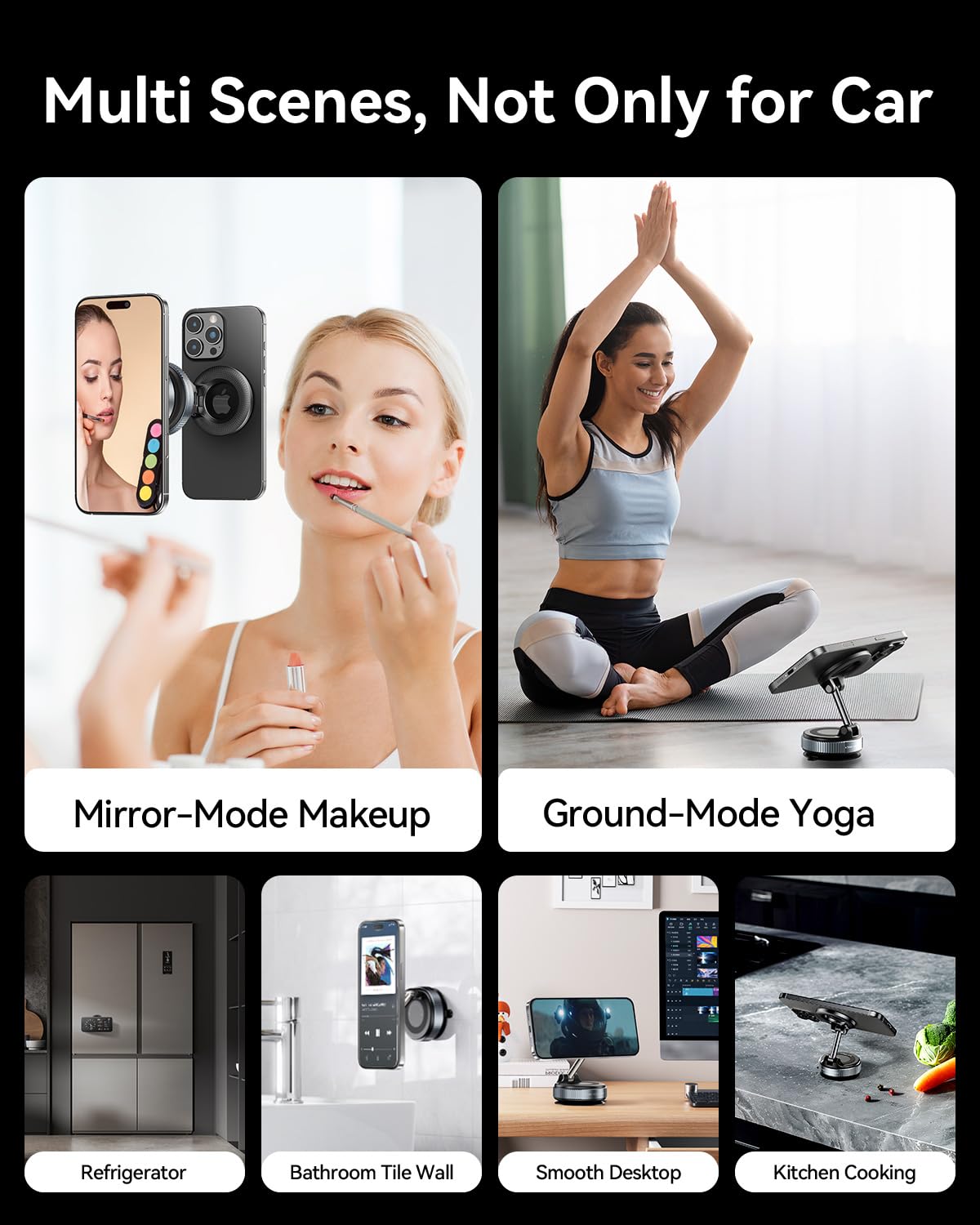 Vacuum Magnetic Smartphones Holders for Your Car, 360° Adjustable Foldable Mobile Stand