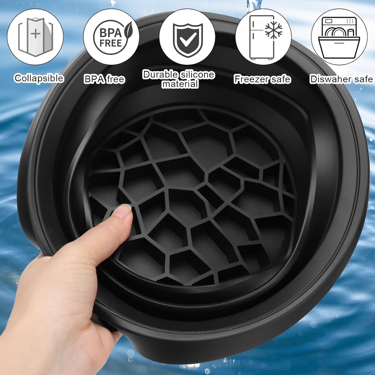Silicone Collapsible Face Bowl with Built-in Ice Tray (Multicolor)