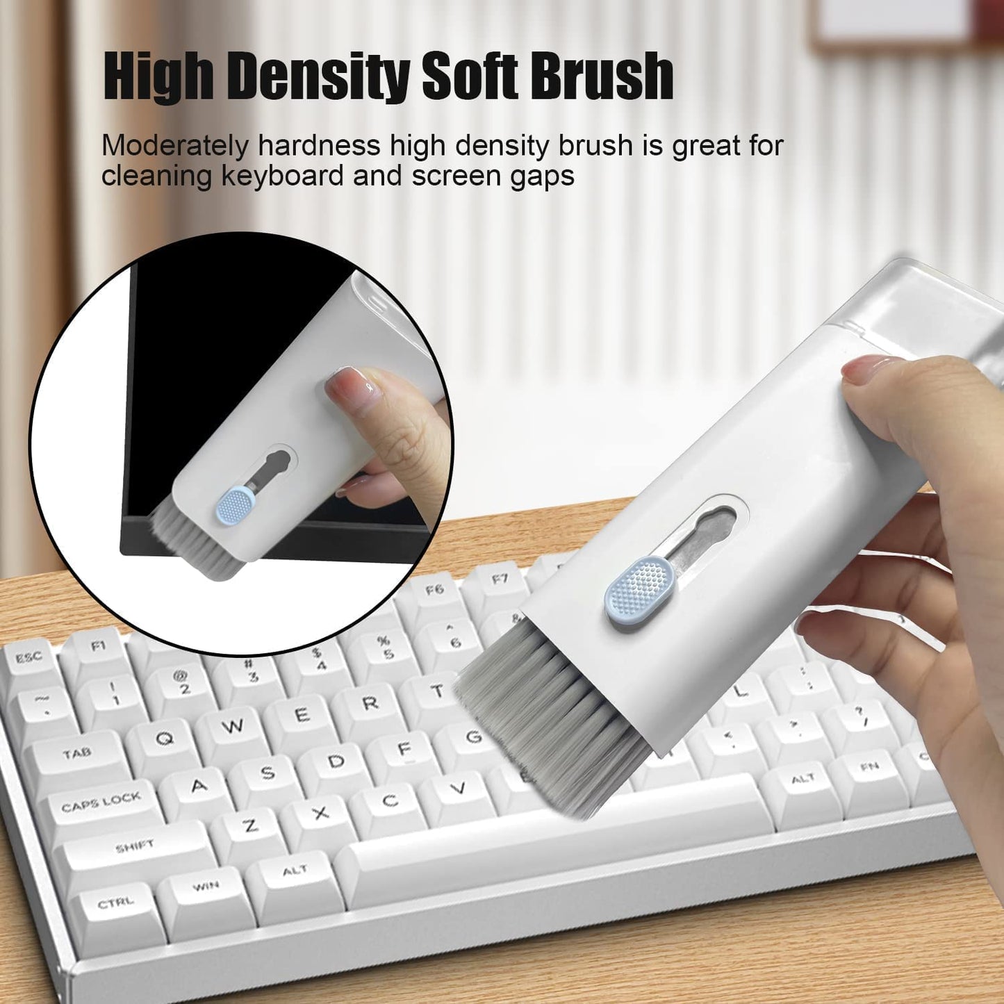7 in 1 Multi-Function Laptop Cleaning Brush/Keyboard Cleaning kit/Gadget Cleaning kit Gap Duster Key-Cap Puller for Laptop,Monitor,Keyboard and Earphones with Spray Bottle (Multicolor)