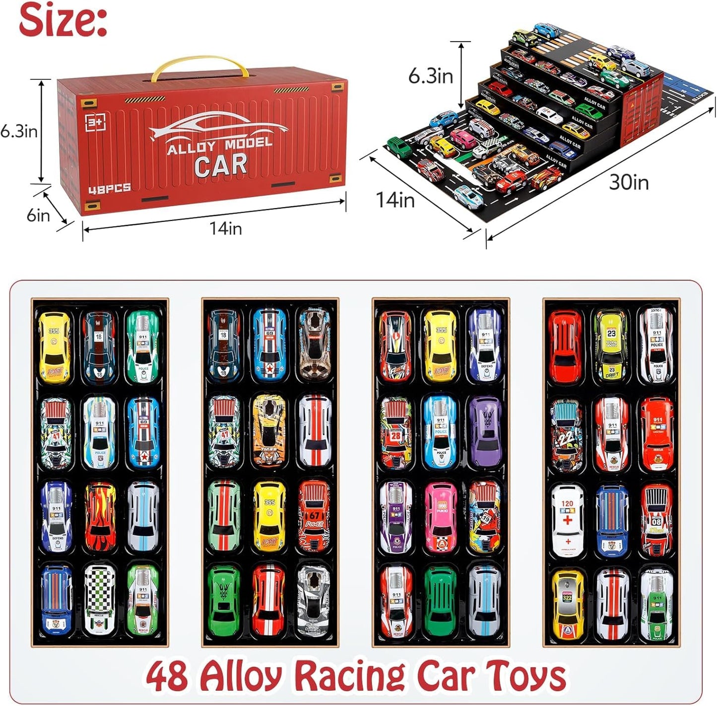 48 Pcs Car Container Toy Set for Kids