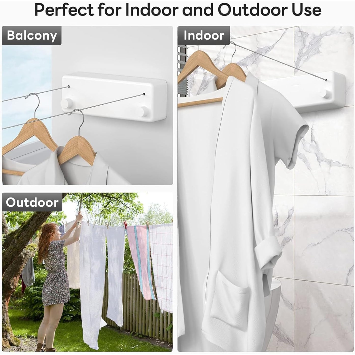Retractable Cloth line For Drying Clothes Indoor & Outdoor