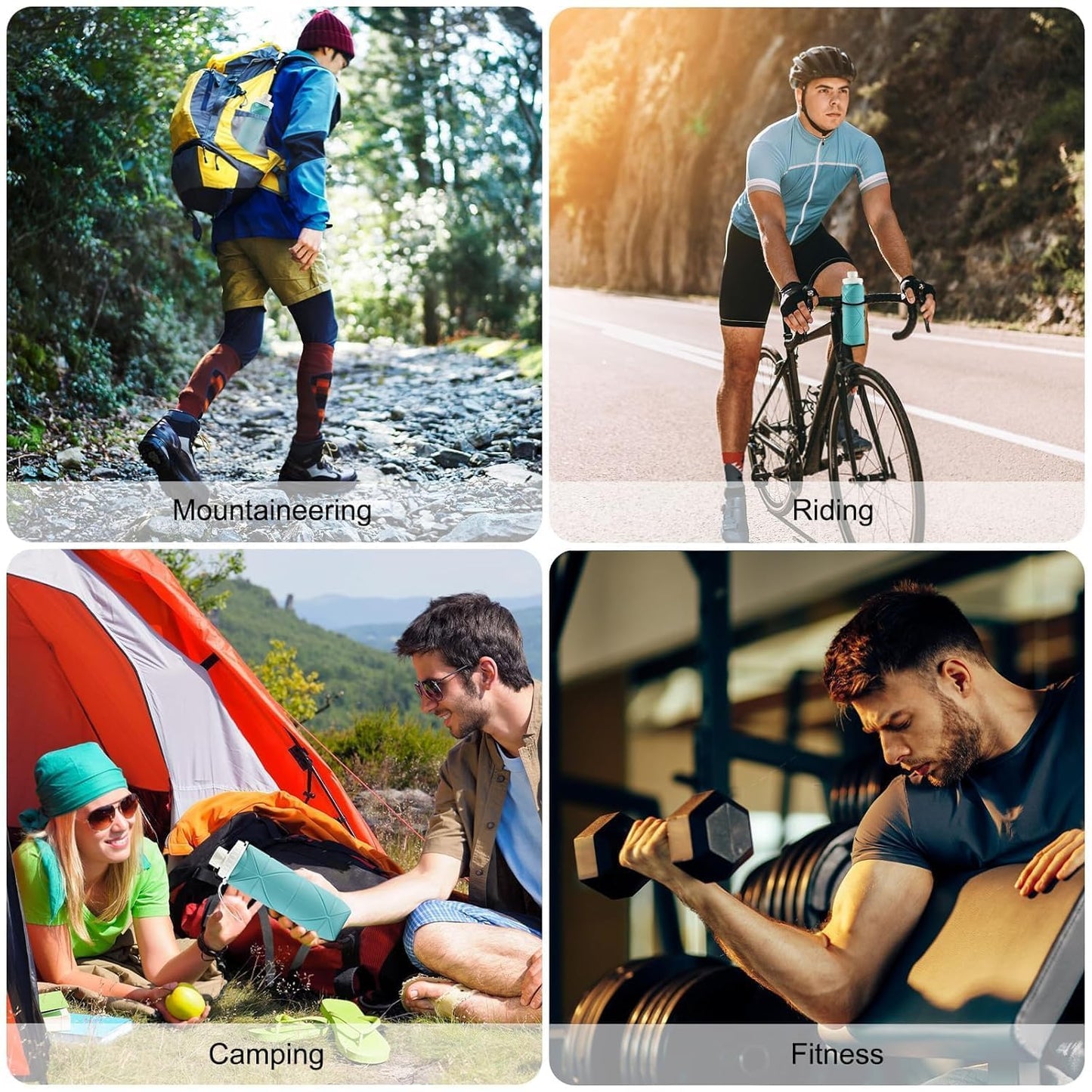 Collapsible Silicone Water Bottle 600ml – Leakproof, BPA-Free, Foldable, Wide Mouth, Portable for Travel, Gym, Cycling, Camping, Sports (Multicolor)
