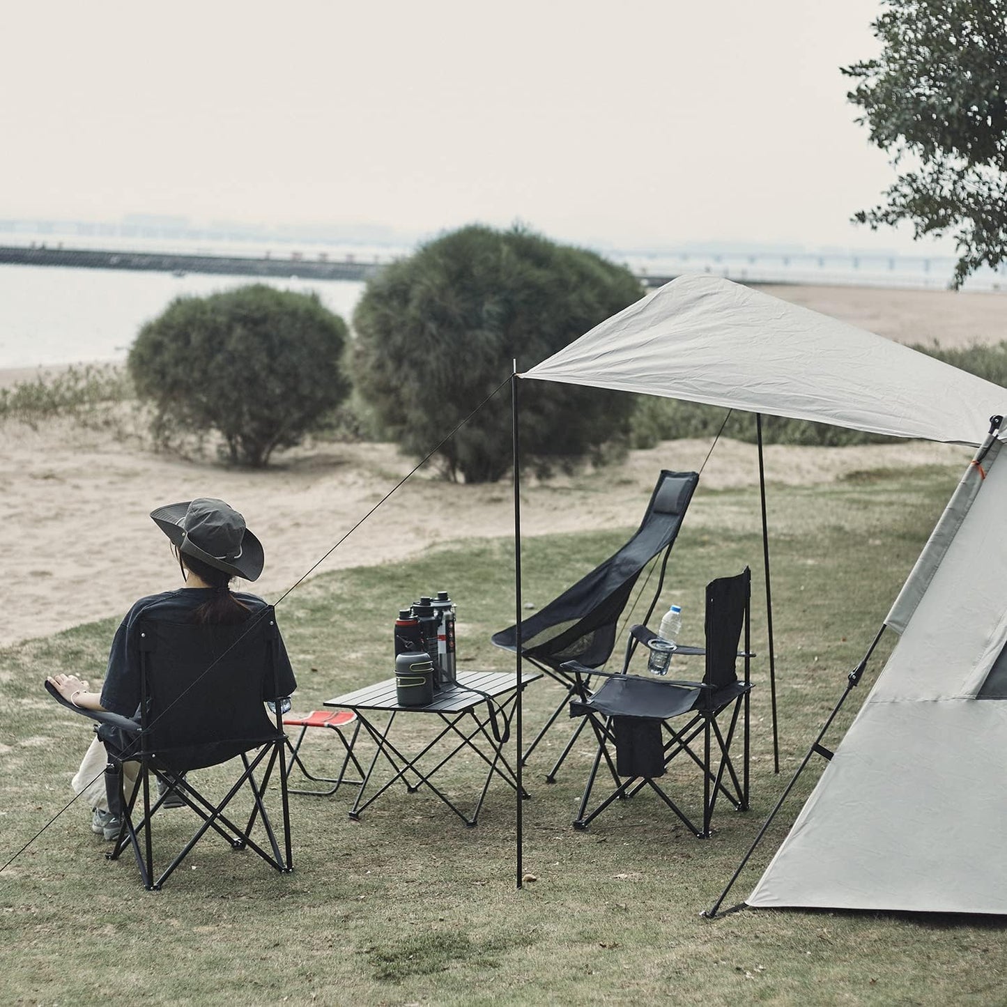 Portable Foldable Camping Chair for Adults | Heavy Duty Metal Frame | Large Comfortable Polyester Outdoor Chair with Cup Holder | Portable Folding Chair for Camping, Picnic, Beach & Travel (Multicolor)