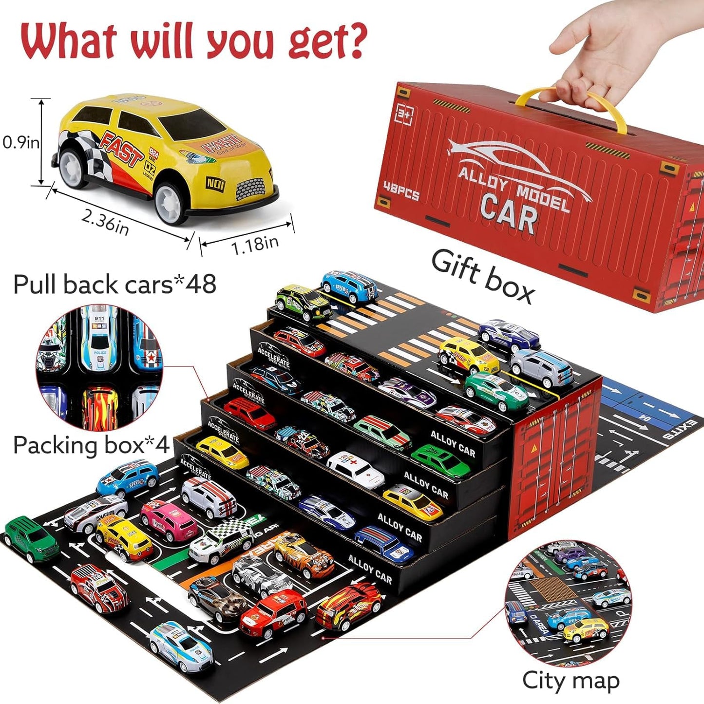 48 Pcs Car Container Toy Set for Kids