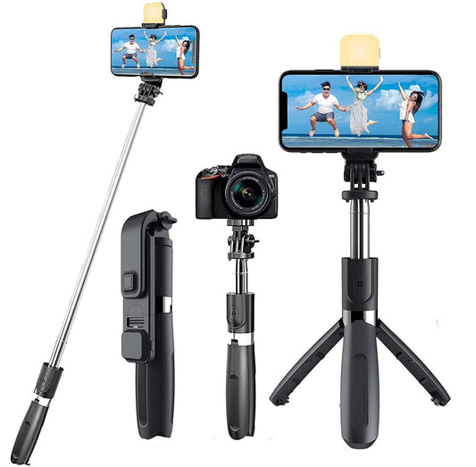 Selfie Stick with Tripod Stand | Bluetooth Extendable 3-in-1 Multifunctional Selfie Stick for Compatible With All Smartphones