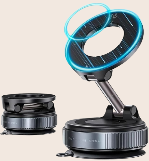 Vacuum Magnetic Smartphones Holders for Your Car, 360° Adjustable Foldable Mobile Stand